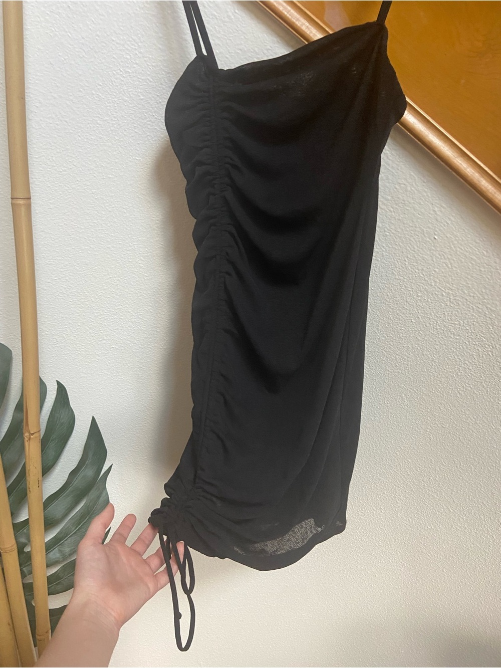 Forever 21 Black Mini Dress Adjustable Side Ruch worn once young adult size M